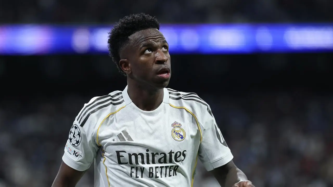 Vinicius Jr merayakan gol saat Real Madrid mengalahkan AS Monaco di Liga Champions